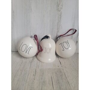 Rae Dunn joy love bell ceramic ornament Xmas set decor